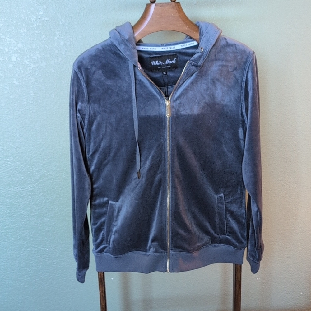 White Mark Velvet Hoodie